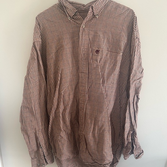 Timberland Men’s Button-Down Shirt | Size L | Burgundy & Navy Check - Picture 1 of 4
